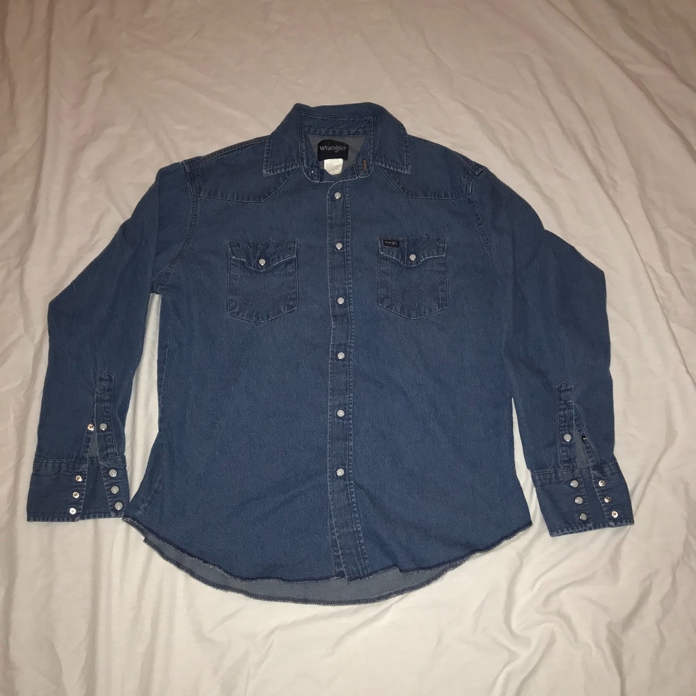 Wrangler Denim Pearl Snap Long Sleeve Shirt